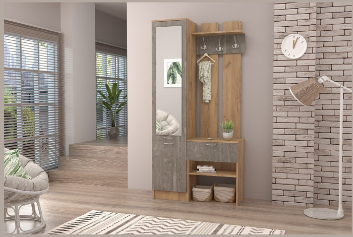 Прихожая Иннэс-3 (Камень Темный/Бетон Светлый)