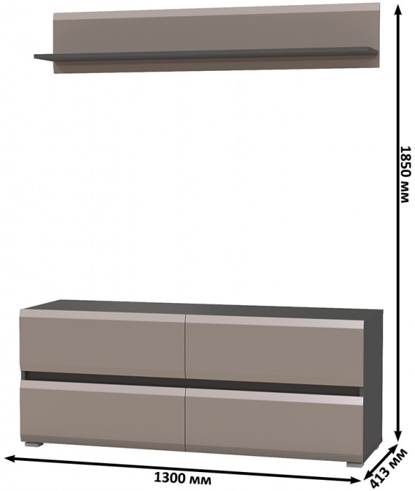 Сидней Комплектация № 043, корпус: антрацит/фасады: МДФ веллюто капучино