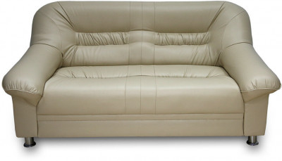 Диван кожаный бежевый, прямой 2-х местный, для дома, офиса, гостиной, кабинета Карелия