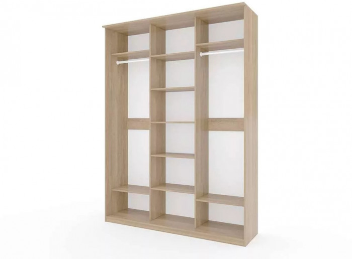 Шкаф купе Модерн 1776х600 3-х дверный 3-х секционный зеркальный ясень