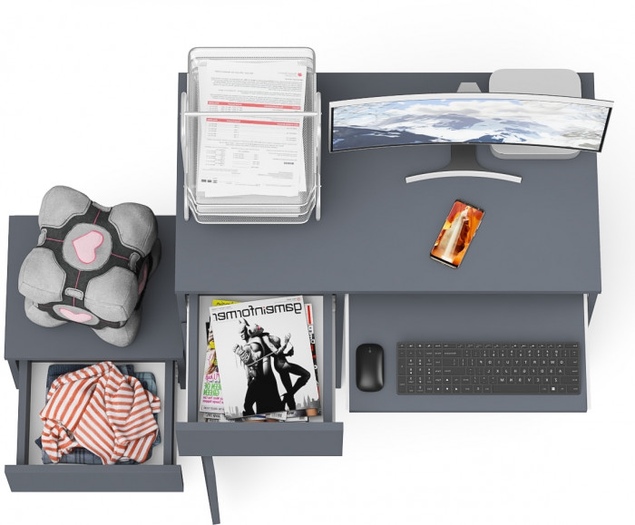 Мори компьютерный стол МС-1 левый + Тумба ТМП400.1, графит