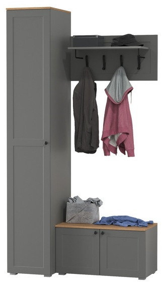 Остин Прихожая 25, цвет серый графит/дуб крафт золотой, ШхГхВ 120х54,3х229,6 см., универсальная сборка