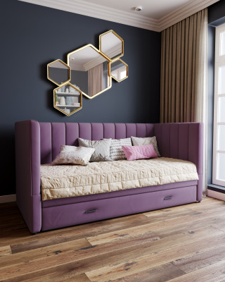 Подростковая кровать "Нега" с бортами (интерьерная), Винный