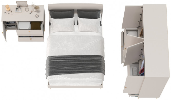 Афина Спальня 18-1400, цвет кашемир серый, сп.м. 1400х2000 мм., б/м, основание есть - фанера