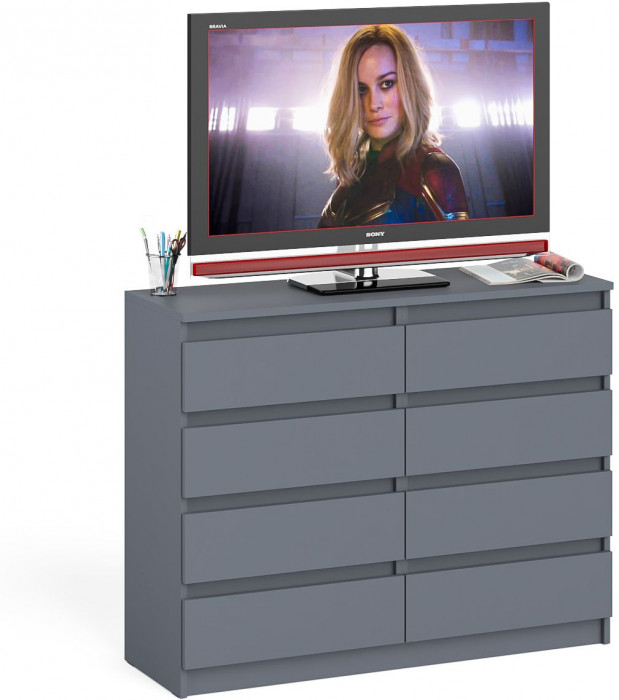 Мори Комод МК1200.8, цвет графит, ШхГхВ 120,4х41х94 см.