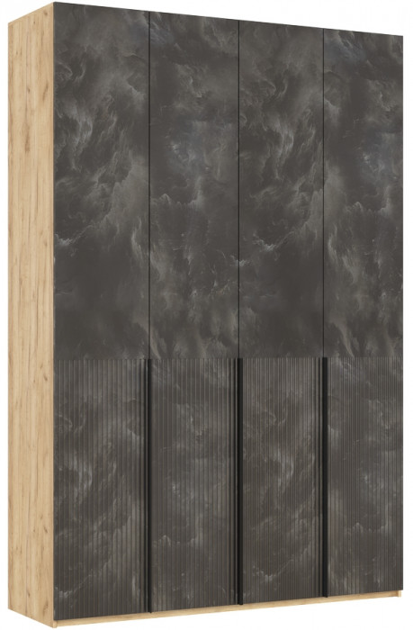 Марвэл Шкаф 4-х створчатый 1600, с доп.ящиками, Дуб крафт/Мальта грей