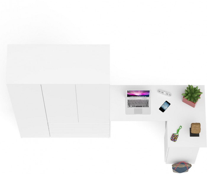 Мори Стол компьютерный МС-16 правый + Шкаф МШ1200.1, цвет белый, ШхГхВ 244,8х84,9х209,6 см., выдвижные ящики справа, НЕ универсальная сборка