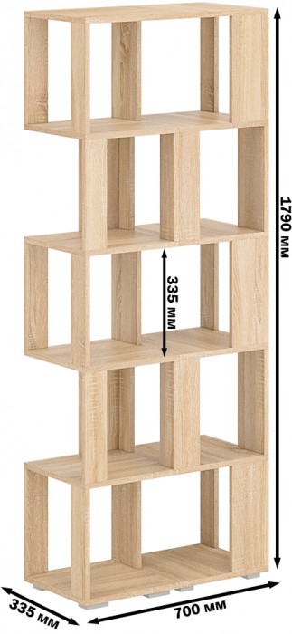 Стеллаж СВК 2 шт., цвет дуб сонома, ШхГхВ 70х35х179 см.