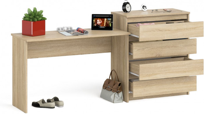 Мори письменный стол МСП1200.1 + Комод МК800.4, дуб сонома