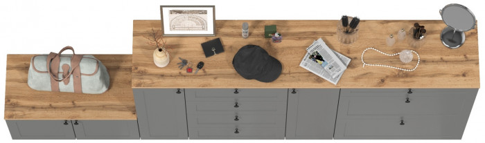 Остин 16.221 Комод + 16.121 Тумба для обуви + 13.257 Тумба, серый графит/дуб крафт золотой