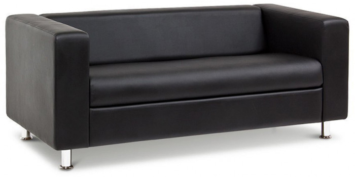 Кожаный диван Клиппан 3-х местный, прямой, цвет черный