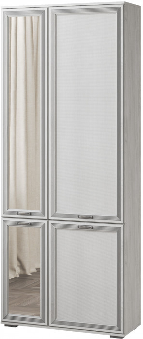 Ливорно Шкаф комбинированный с зеркалом ЛШ-9 ясень анкор светлый патина серебро