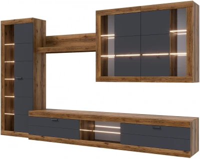 Прага Модульная Гостиная, вариант №2, Дуб Делано/Графит