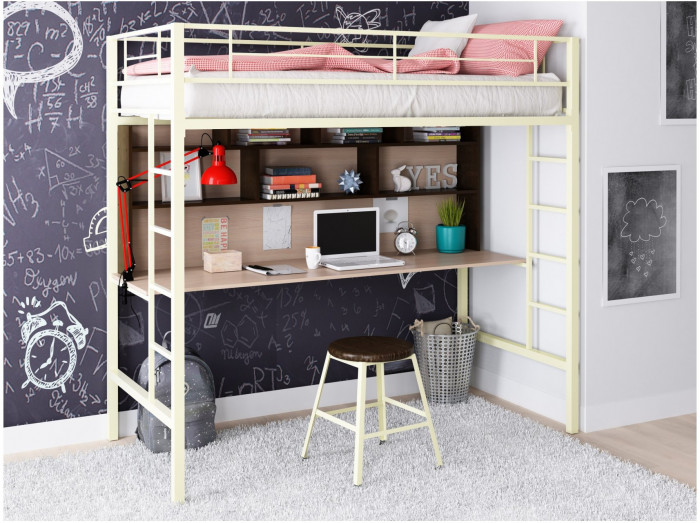 Кровать-чердак Севилья 1.2 (Венге / Дуб молочный, Коричневый)