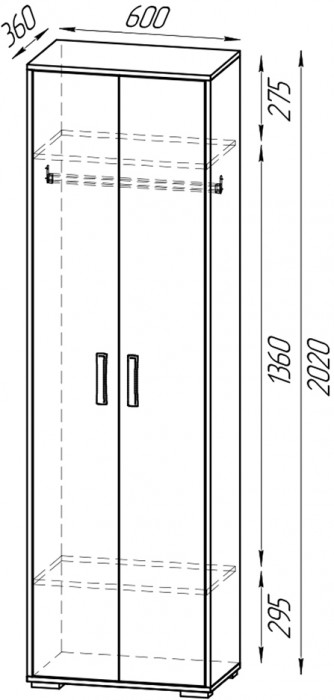 Прихожая Домино-мини + Шкаф для одежды Домино, цвет дуб крафт золотой/кашемир серый, ШхГхВ 148х36х202 см., универсальная сборка