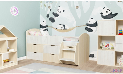 Кровать-чердак Малыш 7 (Дуб молочный/Винтерберг)