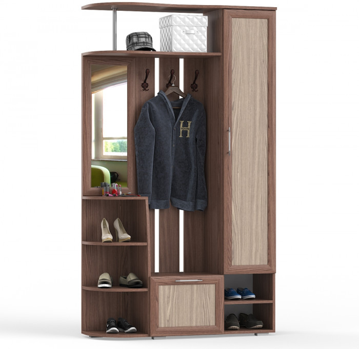 Прихожая Ксения-2, цвет ясень шимо светлый/ясень шимо тёмный, ШхГхВ 120х38х212 см., НЕ универсальная сборка