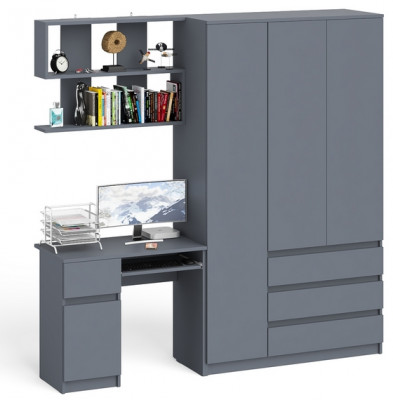 Мори компьютерный стол МС-1 левый + Шкаф МШ1200.1 + Полка 900, графит