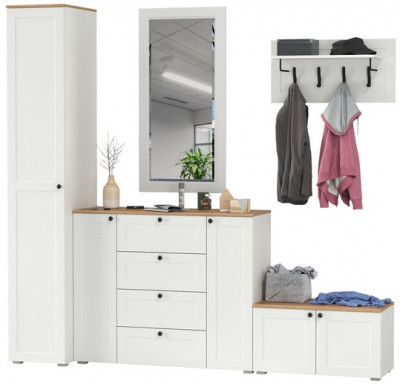 Остин Прихожая 51, белый шагрень/дуб крафт золотой