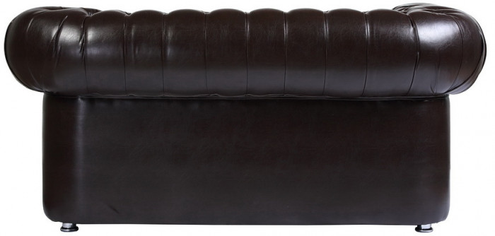 Диван кожаный коричневый, прямой 2-х местный, для дома, офиса, гостиной, кабинета Честер