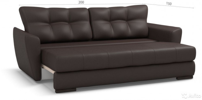 Диван-еврокнижка угловой Амстердам, 160х200, экокожа коричневый