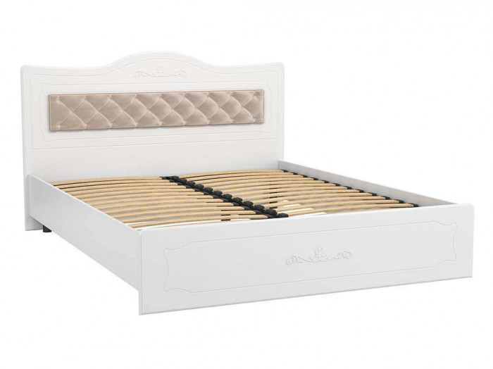 Кровать 1600 с мягким элементом Италия ИТ-9 + ИТ-9А белое дерево