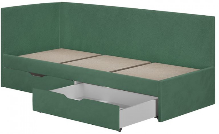 Кровать односпальная "Лео" КР-49 Белый/Изумруд