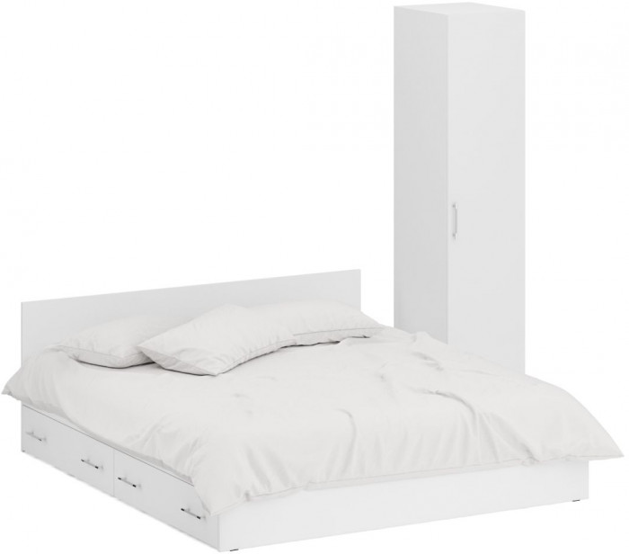 Кровать с ящиками 1800 + Пенал Стандарт, белый