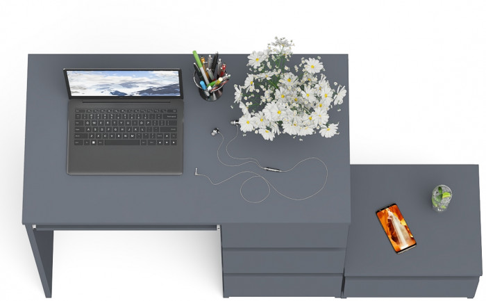 Мори Стол компьютерный МС-6 правый + Тумба ТМП400.1, цвет графит, ШхГхВ 130,4х50х76,6 см., выдвижные ящики справа, НЕ универсальная сборка