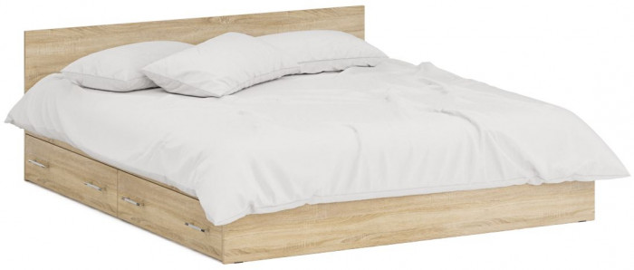 Стандарт Кровать с ящиками 1800, дуб сонома