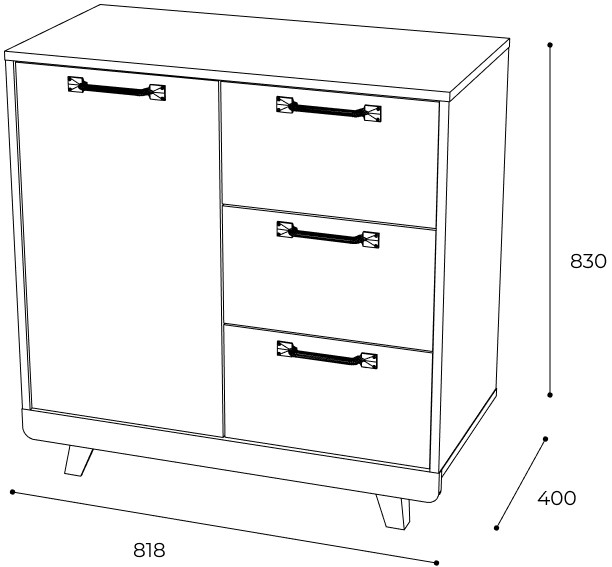 Комод "Мегаполис" КМ-12 Дуб каньон/M20 меркурий