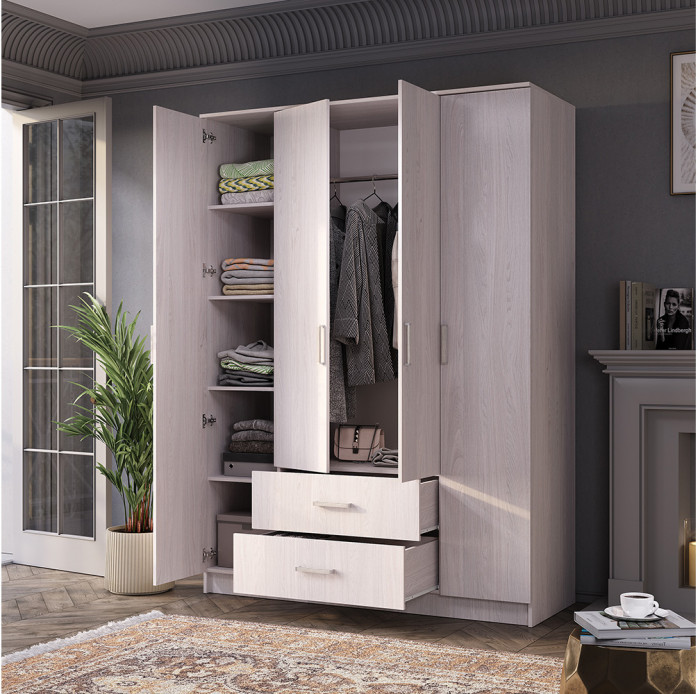 Шкаф "Титан" 4-х створчатый Ясень белый