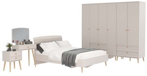 Афина Спальня 20-1400, цвет кашемир серый, сп.м. 1400х2000 мм., б/м, основание есть - фанера