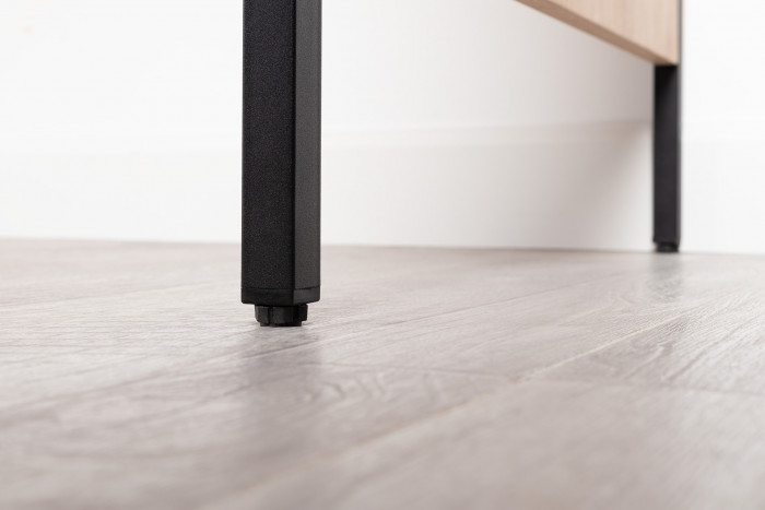 Брюс Стол письменный 12.157 + Комод 16.233, цвет чёрный/дуб Сантьяго/столешница МДФ ель карпатская, 243,4х62,6(38,3)х75(85,6) см., ун. сб.