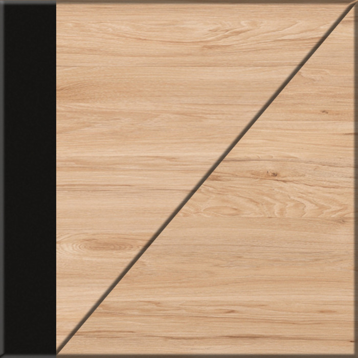 Брюс Стол письменный 12.157 + Комод 16.233, цвет чёрный/дуб Сантьяго/столешница МДФ ель карпатская, 243,4х62,6(38,3)х75(85,6) см., ун. сб.