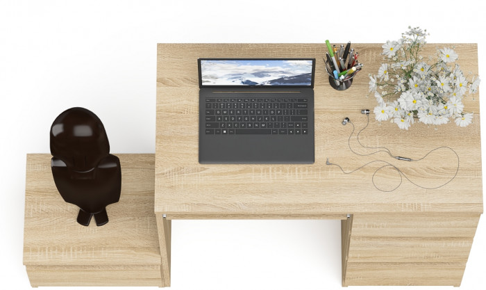 Мори Стол компьютерный МС-6 правый + Тумба ТМП400.1, цвет дуб сонома, ШхГхВ 130,4х50х76,6 см., выдвижные ящики справа, НЕ универсальная сборка