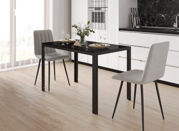 Обеденный стол Мебель--24 DT-1481, цвет чёрный, ШхГхВ 120х70х75 см., столешница закалённое стекло 6 мм., максимальная нагрузка 80 кг.