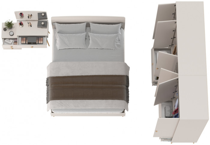 Афина Спальня 20-1600, цвет кашемир серый, сп.м. 1600х2000 мм., б/м, основание есть - фанера