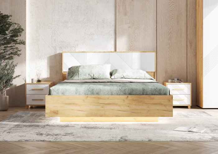 Спальня Ирис, композиция 1, браш вайт/дуб крафт