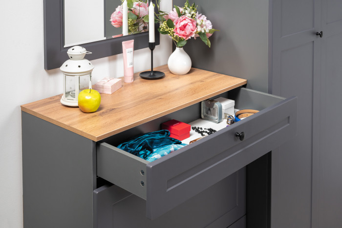 Остин Прихожая 28, цвет серый графит/дуб крафт золотой, ШхГхВ 240х54,3х229,6 см., универсальная сборка