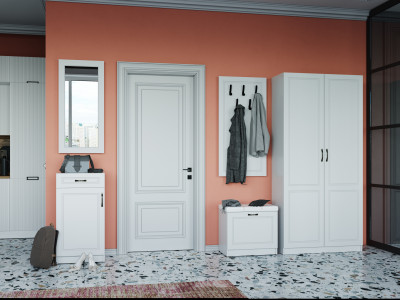 Модульная прихожая Апполия, Белый/Белый дуб