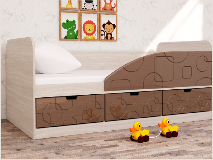 Кровать Бриз-4 80х160 Квадрат (Ирис/Белый/Правый)