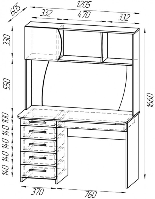 Стол рабочий 6-0606бод.тем/св Сигма, цвет бодега тёмный/бодега светлый, ШхГхВ 120,5х60,5х166 см., НЕ универсальная сборка