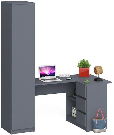 Мори компьютерный стол МС-16 правый + Пенал МШ400.1, графит