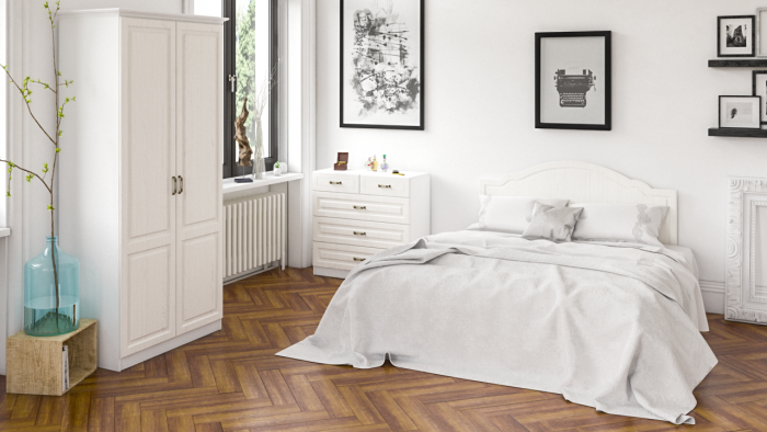 Ливерпуль Шкаф для одежды 13.134 + карниз, ясень ваниль/белый