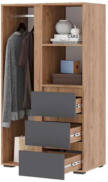 Хелен ШК 03 Шкаф (0,802х1,414х0,460) серый графит/дуб крафт золото