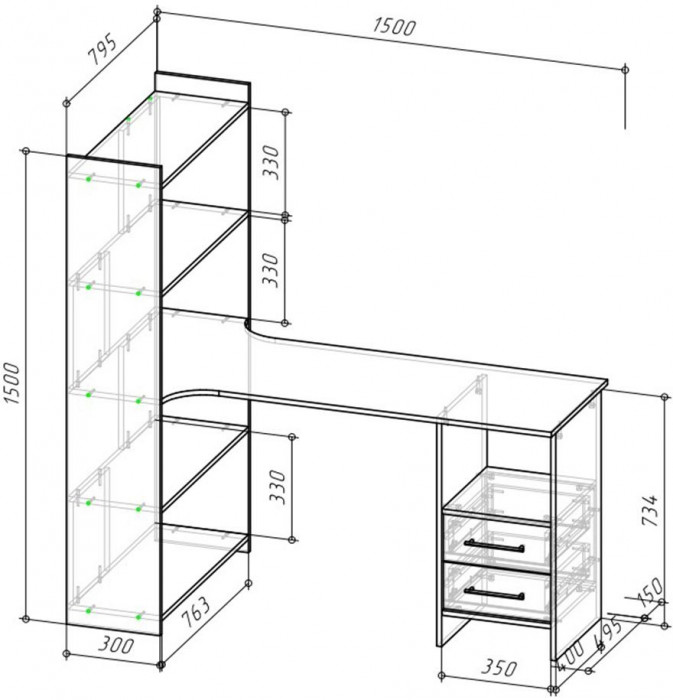Бруно Стол школьника Дуб Вотан / Серый графит