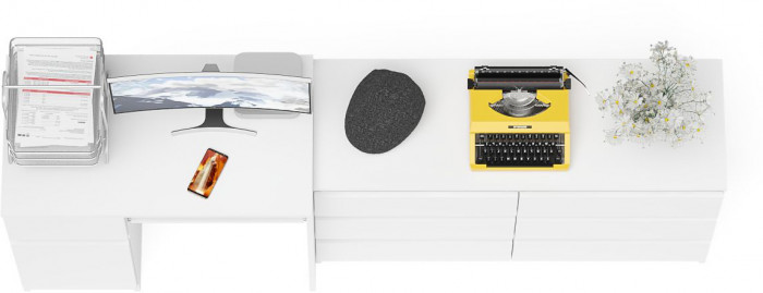 Мори компьютерный стол МС-1 левый + Комод МК1200.6, белый