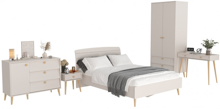 Афина Спальня 25-1400, цвет кашемир серый, сп.м. 1400х2000 мм., б/м, основание есть - фанера