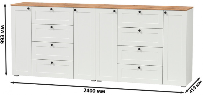 Остин 16.221 Комод + 16.221 Комод, белый шагрень/дуб крафт золотой